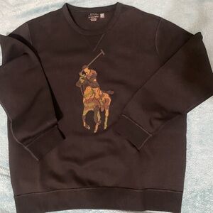 Polo by Ralph Lauren Black Crewneck Sweater with Iconic Camo Logo